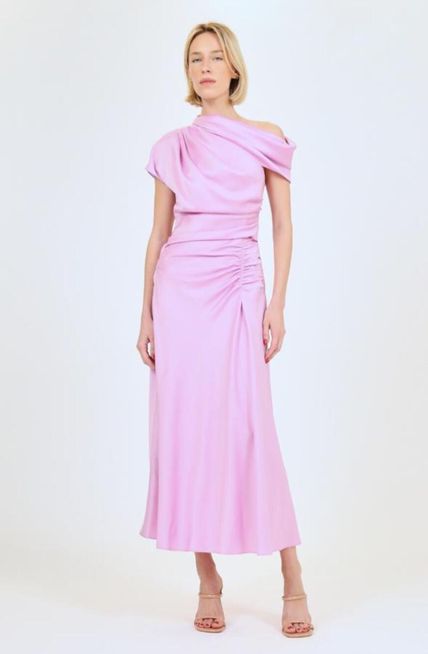 Simkhai Joanna Asymmetrical Shoulder Midi Dress in Orchid 0